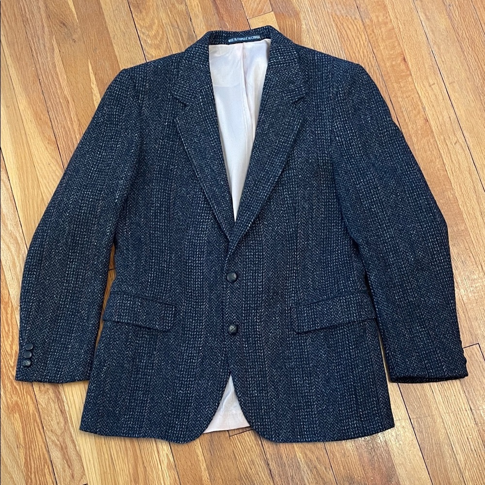 HARRIS TWEED Vintage Scottish Wool Hand Woven Union Made Classic Speckled Blazer